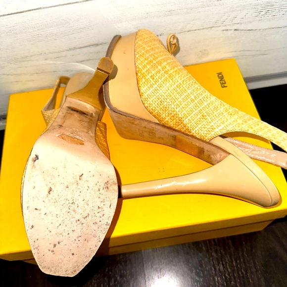 Straw Striped Slingback Pumps - Picture 9 of 12